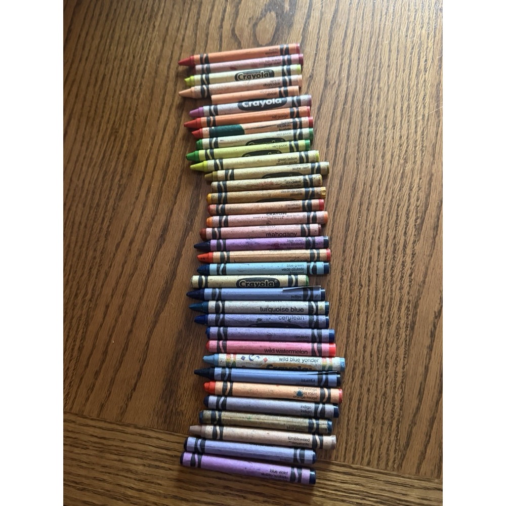 34 Crayola Crayons Rare Retired Discontinued Colors Dandelion Apricot Cerulean
